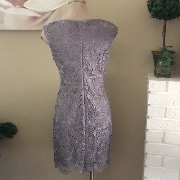 Ralph Lauren Evening Gray Lace Overlay Sheath Dress 6 - Picture 5 of 12